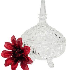Anna Hutte Bleikristall Lead Crystal Candy Dish 4-Footed Oval Steeple Lid